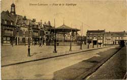 henin lietard beaumont place de la republique kiosque hotel des postes carte postale animee cp cpa