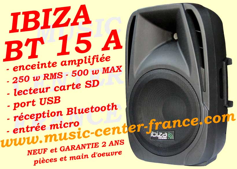 Enceinte amplifiée 500 W USB/SD/Bluetooth BT-15A IBIZA SOUND S0030034I