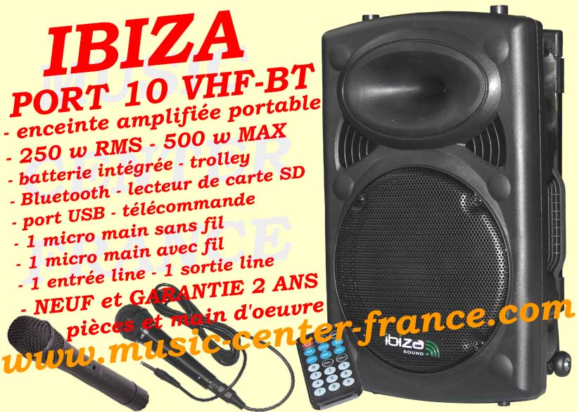 Ibiza PORT10VHF PORT10 PORT 10 VHF BT enceinte active amplifiée portable