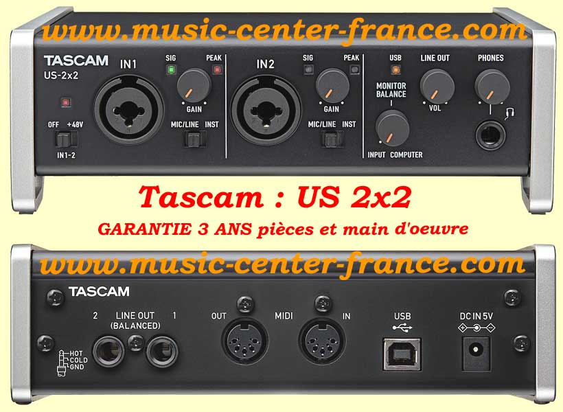 Tascam US2x2 US 2x2 carte son interface audio detail
